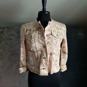 Rebecca Taylor La Vie peach Floral Denim Jean Jacket